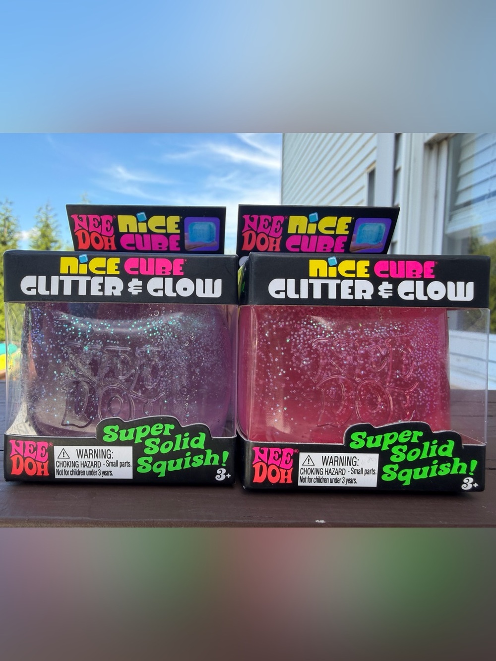 NeeDoh Nice Cube Glitter & Glow-Set of 2